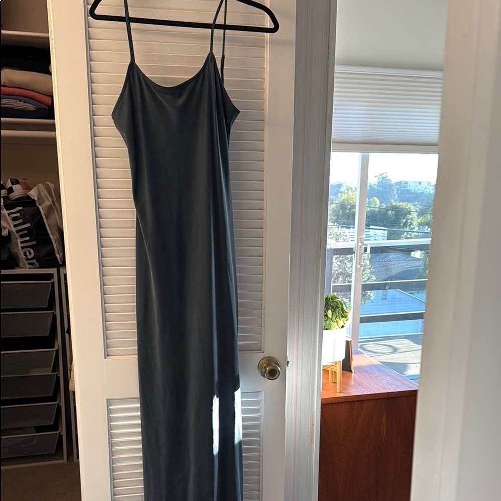 Blue Sleeveless Spaghetti Strap Maxi Dress
